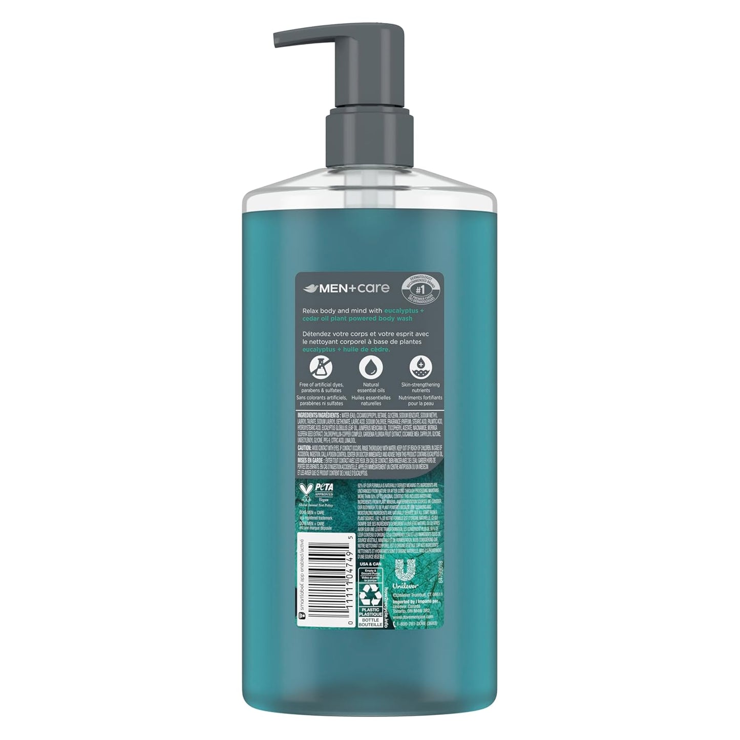 DOVE MEN + CARE Body Wash Eucalyptus + Cedar Oil to Rebuild Skin in the Shower with Plant-Based Cleansers and Moisturizers 26 oz