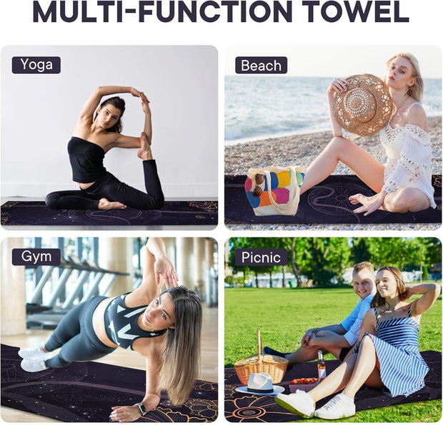 Yoga Towels, Non Slip Hot Yoga Mat Towel with Grip Dots,Super-Absorbent Soft Microfiber Yoga Blanket for Pilates, Fitness and Workout 72inch x 24inch