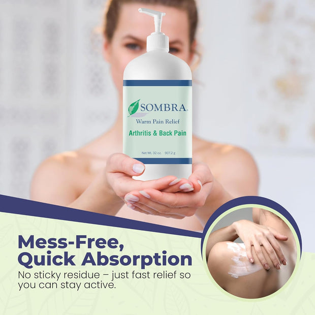 Sombra Warm Pain Relief Gel, Warm Relief for Arthritis and Chronic Pain Pre-Workout Muscle Rub Vegan Formula Free of Artificial Fragrances, Dyes, NSAIDs, Wax, Petroleum, Alcohol - 4oz Jar