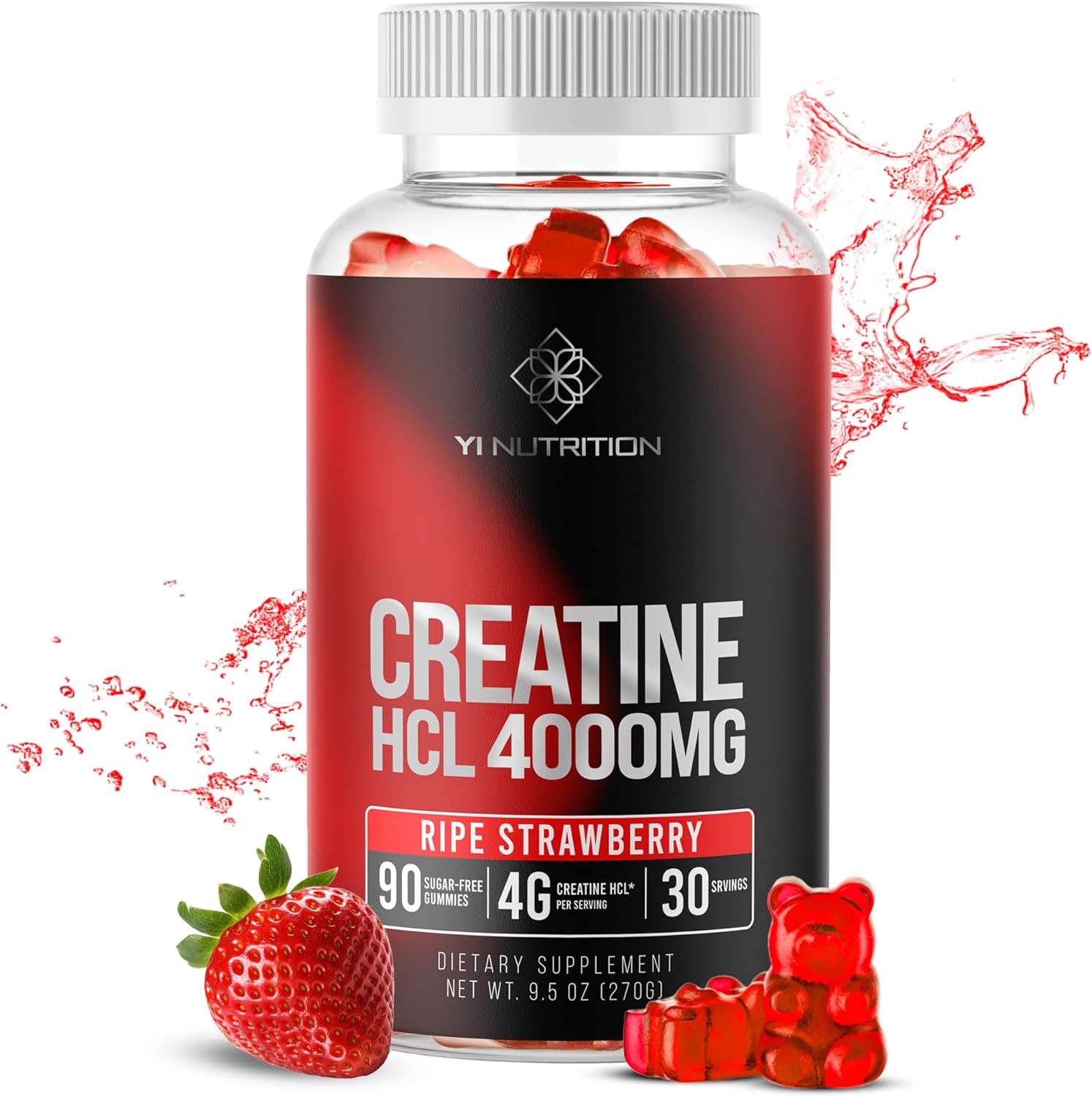 Creatine HCL Gummy - World's First 4000MG Creatine HCL Gummies 90 Count (90 Count)