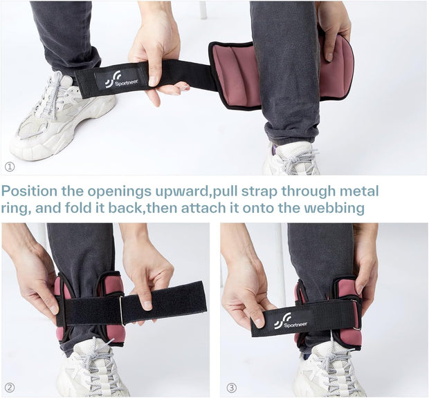 Sportneer Adjustable Ankle Weights 1 Pair 2 4 6 8 10 Lbs Leg Weight Straps for Women Men, Weighted Ankle Weights Set for Gym,Fitness, Workout,Walking, Jogging,1-5 lbs Each Ankle, 1 Pair 2-10 lbs