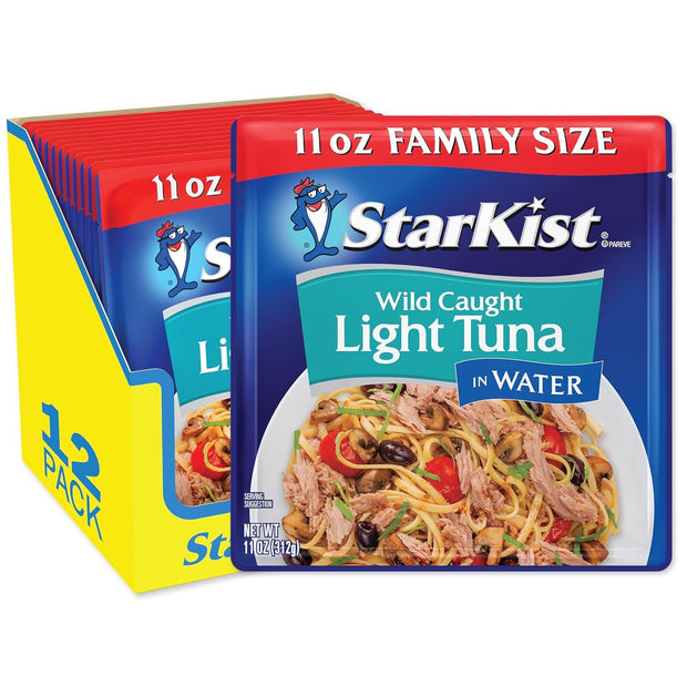 StarKist Chunk Light Tuna in Water, 2.6 oz Pouch (10 Pack) Ready to Eat Wild Caught Tuna, 17g Protein, 70 Calories Per Serving, Gluten Free, Soy Free, Kosher, Perfect for Salads, Keto Meals and Snacks