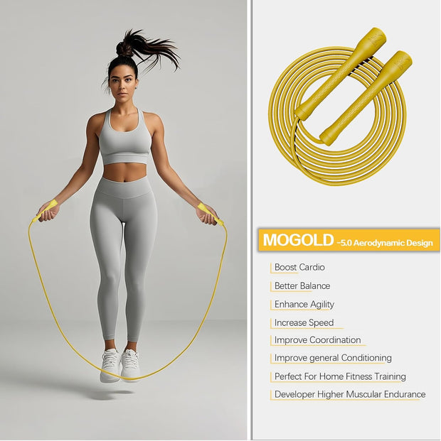 Workout Jump Rope,5mm PVC Jump Rope,Adjustable Length with Shatterproof Handles, Ideal for Beginners & Advanced Athletes, Fitness, Cardio & Boxing