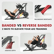 Mikolo Leg Press Hack Squat Machine Combo, Leg Press Machines for Home Gym with Linear Bearing, Hack Squat Machine with Rear and Front Band Pegs, Leg Machine for Full Range Leg Training