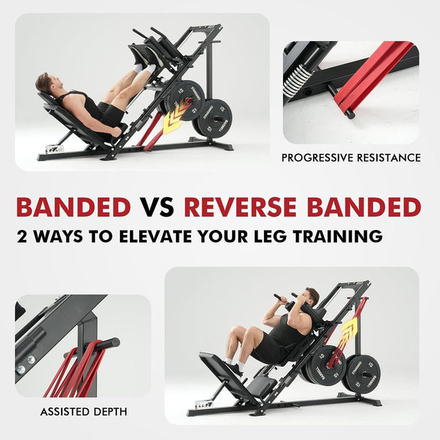 Mikolo Leg Press Hack Squat Machine Combo, Leg Press Machines for Home Gym with Linear Bearing, Hack Squat Machine with Rear and Front Band Pegs, Leg Machine for Full Range Leg Training