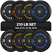 Olympic Rubber Bumper Weight Set - 2 Inch Barbell Plates for Home Gym Strength Training