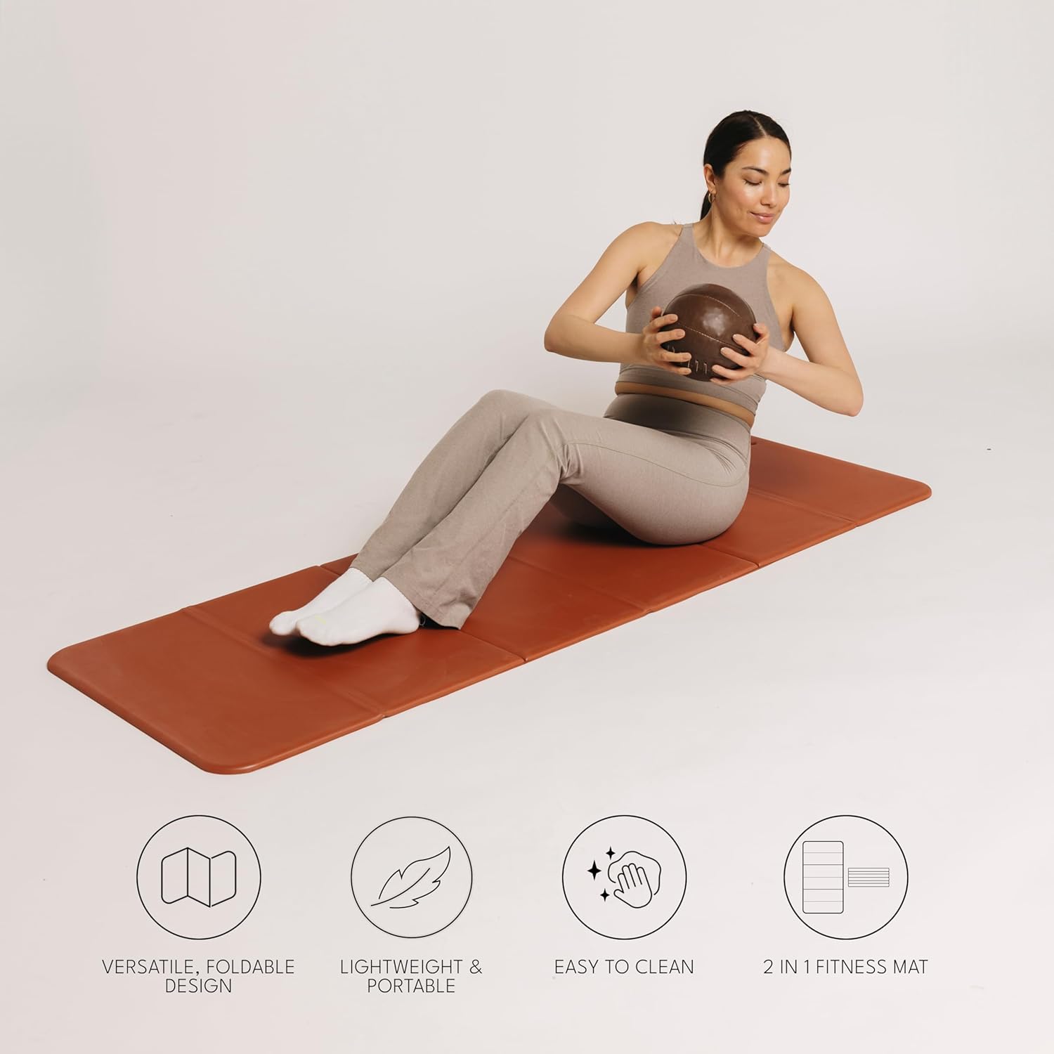 Foldable Multi-Purpose Fitness & Yoga/Pilates Mat, Workout Mat with Non-Slip Surface, Portable & Lightweight, For Studio or Home Use, As Seen on Shark Tank