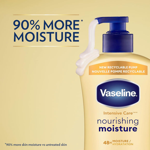 Vaseline Intensive Care Nourishing Moisture Body Lotion 3 Pk Made with Ultra-Hydrating Lipids + Pure Oat Extract for Dry Skin, for Nourished, Healthy-Looking Skin 20.3 oz