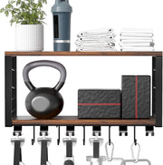 TJ.MOREE 2 Tier Floating Shelf Compatible with Tonal Accessories, T-Bracket Lock Adapters Hanger, Wall Mount Home Gym Storage Rack for Fitness Equipment