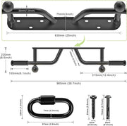 SELEWARE Heavy Duty Wall Mounted Doorway Pull Up Bar Fully Welded Multifunctional Chin Up Bar with Resistance Band Hooks & Ball Finger Training, 500LB Capacity Support Beam or Joist Mount