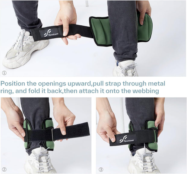 Sportneer Adjustable Ankle Weights for Women and Men 7 lbs/Pair Adjustable Leg Weights with Secure Straps, Strength Training Weighted for Yoga, Walking, Running, Aerobics, Gym, Physical Therapy