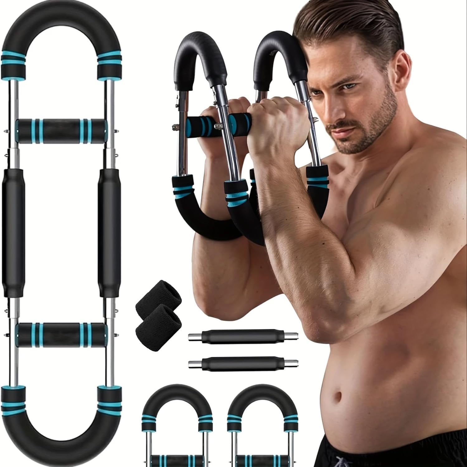 Gorilla Bar for Chest Workout, 44-110lb Adjustable Twister Arm Trainer, Portable Spring Resistance Home Fitness Equipment