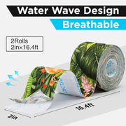 OK TAPE Hypoallergenic Digtal Printed Kinesiology Tape, Elastic Sports Athletic Tape, 2 Rolls, 2in×16.4ft Uncut Roll-DIY