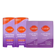 Lume Whole Body Deodorant And Soap - 2.6 Ounce Smooth Solid Stick With 72 Hour Odor Control and 5 Ounce Triple Milled Soap - Aluminum Free, Baking Soda Free and Skin Loving (Unscented)