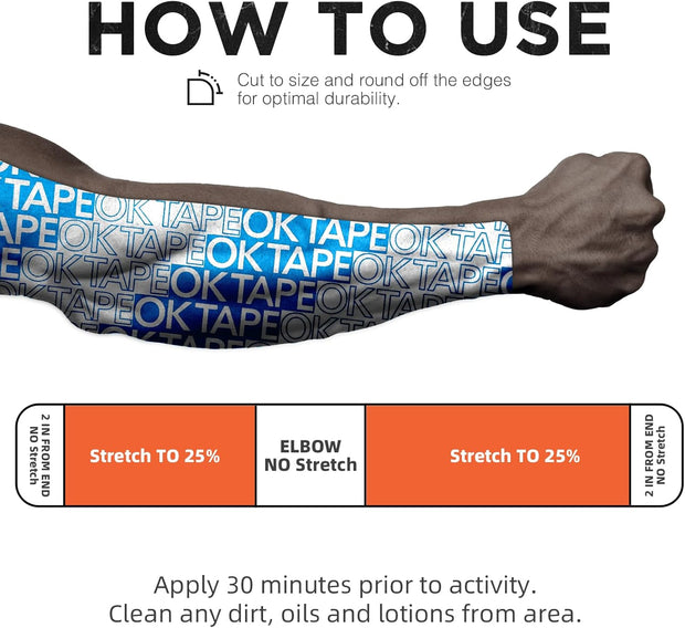 OK TAPE Turf Tape Football, Extra Wide Kinesiology Tape, Protects Arm from Turf Burn, Waterproof, Flexible, Super Sticky, White Athletic Tape (4 Inch x 30 Feet)