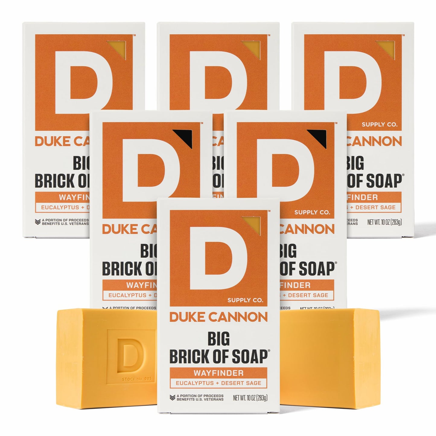 Duke Cannon Supply Co. Big Brick of Soap Bar for Men, LEAF & LEATHER - Extra Large, Masculine Scents, All Skin Types, Paraben-Free, 10 oz (Pack of 6)