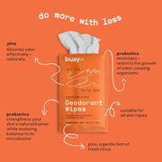 Refresh Line Deodorant Wipes - 15ct Deodorant for Women with Zinc, Probiotics & Prebiotics - Individually Wrapped - Sweat Wipes to Naturally Cleanse Skin & Remove Sweat & Odor