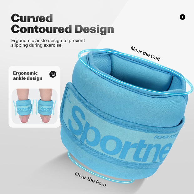 Sportneer Ankle Weights 0.5/1/2/3/5 LBS 1 Pair Wrist Leg Arm Weights for Women Men Kids Child with Adjustable Straps, Strength Weighted for Jogging Running Walking Fitness Gym Workout