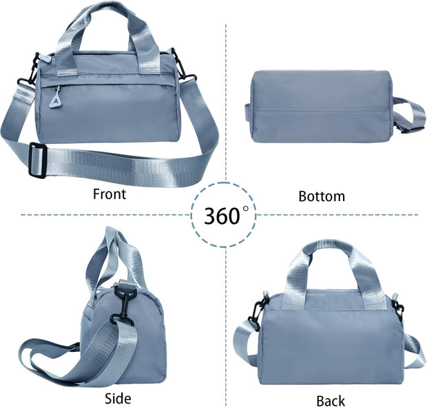 Mini Black Gym Bag Sport Bag Adjustable Small Duffle Bag Detachable Strap Gym Tote For Women Small Duffle Bag (Blue)