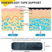 Kinesiology Tape Precut 3 Rolls, Athletic Sports Tape for Muscle Joints Support, 60 Strips for Knee Ankle Shoulder Wrist, Latex Free and Water Resistant, Pink
