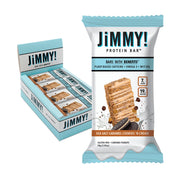JiMMYBAR! - Cookies N Cream Protein Bars 19g Protein Bar - 7g Low Sugar - 12 Count - 58g Health Bars - Functional Snack with Real Food Ingredients - Hand-Drizzled Chocolate - Made With Real Peanuts
