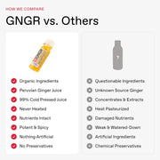+GNGR Immunity Booster Organic Ginger and Turmeric Shot - Cold Pressed Ginger Shots with Turmeric, Cayenne Pepper, Orange, Lemon for All Natural Immune & Digestive Support (2 Oz, Pack of 12)