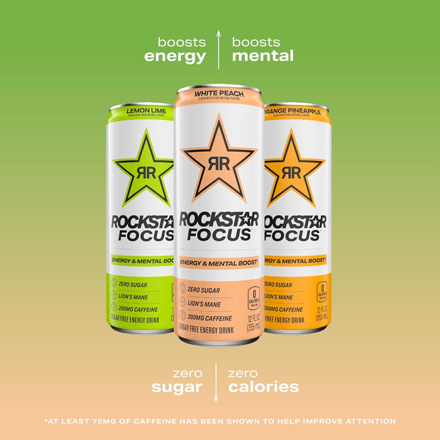Rockstar Focus, Lemon Lime, 12 Fl Oz Cans (Pack of 12)