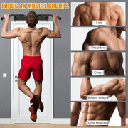 Kipika Pull Up Bar for Doorway Wall Mounted Multi-Grip Strength Bar with Resistance Band Hooks | Heavy-Duty Multifunctional Chin Up Bar for Home Gym Workout | 39-Inch Wide 600 Lbs Capacity