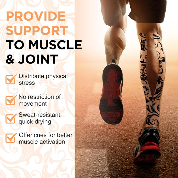 OK TAPE Patterned Kinesiology Tape, Elastic Physical Therapy Athletic Tape for Pain Relief & Muscle Support, Uncut Kinetic Tape, 2in x 16.4ft- 2 Rolls (Geometric)