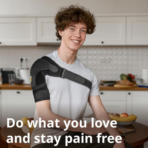 Shoulder Brace - Support & Injury Prevention Brace- Joint Pain Releaser- Shoulder Compression Wrap Strap - Adjustable Injury Accessories for Shoulders - Premium Quality Strap by FIGHTECH (Pink, L-XL)