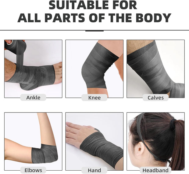 OK TAPE Pre Wrap Tape (4-Rolls) - Athletic Foam Underwrap for Sports, Protect for Ankles Wrists Hands and Knees, 2.75 Inches x 30 Yards - Black/Pink/Beige/White