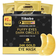 Under Eye Patches (24 Pairs) - 24K Gold Eye Masks Enriched with Abundant Collagen | Diminish Dark Circles and Puffiness | Anti-Aging, Smooth Fine Line, Nourish Skin - Gifts for Women Skin Care
