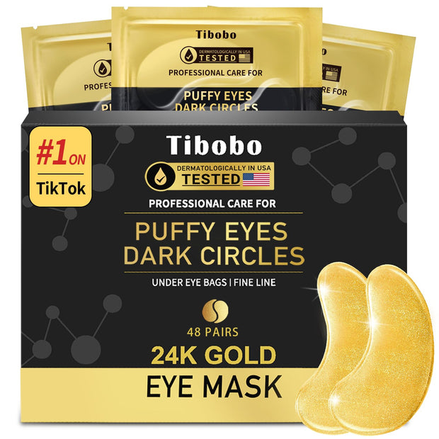 Under Eye Patches (24 Pairs) - 24K Gold Eye Masks Enriched with Abundant Collagen | Diminish Dark Circles and Puffiness | Anti-Aging, Smooth Fine Line, Nourish Skin - Gifts for Women Skin Care