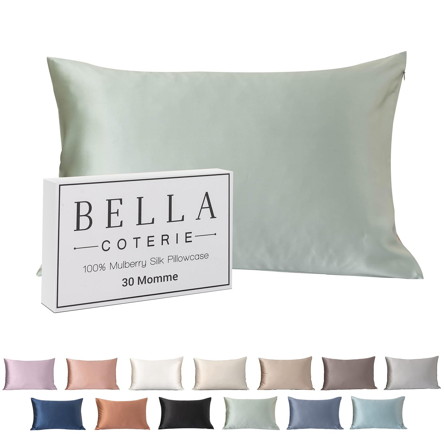 Bella Coterie Luxury Silk Pillowcase for Hair and Skin | 30 Momme | 100% Pure 6A Mulberry Silk | Super Soft | Perfectly Plush [Queen, White]