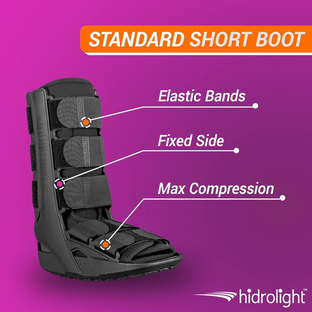 Short Immobilizing Boot - Walking Boot for Broken Foot, Ankle Brace for Men & Women, Fracture Boot, Ankle Support Stabilizer, Medical Supplies - Fits Left and Right - Black, L