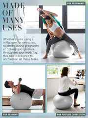 Yoga Ball for Exercise, Pilates Set, 4 Sizes Fitness Ball for Workout, Birthing, Pregnancy, Physical Therapy- Pump Included
