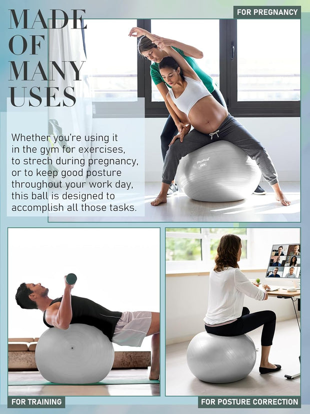 Yoga Ball for Exercise, Pilates Set, 4 Sizes Fitness Ball for Workout, Birthing, Pregnancy, Physical Therapy- Pump Included