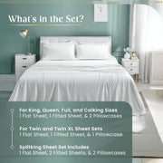 100% Egyptian Cotton Sheets King Size Sheets Set with Fully Elasticated Fitted Sheet & Pillowcase sets, 800 TC Hotel Collection Deep Pocket King Sheet Set, No Pill Soft Breathable Luxury White Bedding