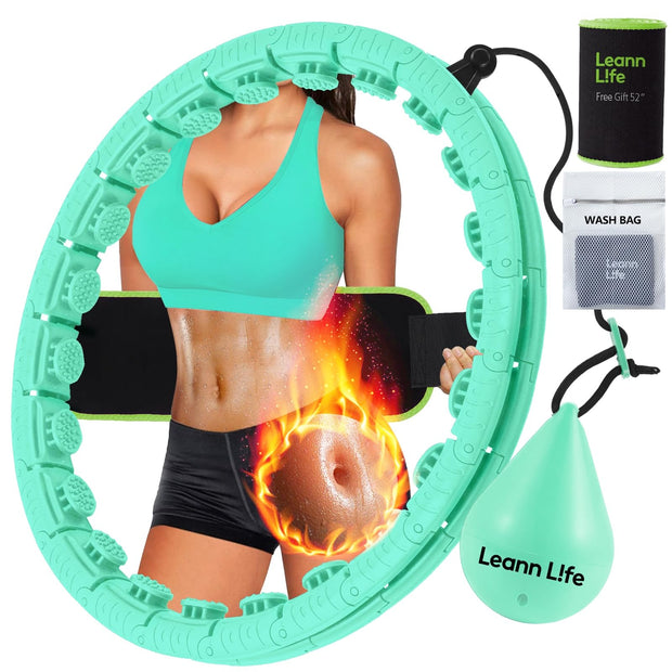 U2-26 Knots 19”- 56”, Weighted Hula Hoop for Adults Weight Loss, Infinity Hoop Plus Size, Children Adults Home Outdoors, Fun Fitness Exercise, Abdominal Toner,Free Waist Trimmer&Wash Bag