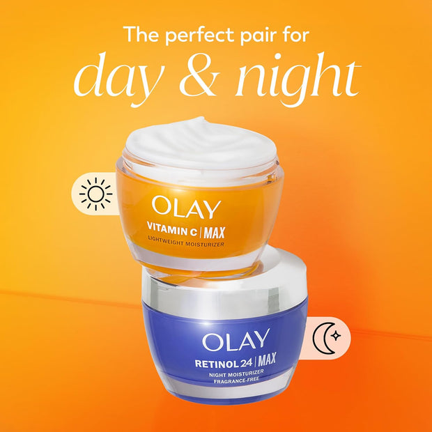 Olay Vitamin C MAX Face Moisturizer, Brightening Cream for Women, Hydrating, Evens Tone, Dark Spot & Hyperpigmentation Reduction, Glowing Skin Care - Niaciniamide, Peptides 1.7 Oz