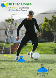 Speed Agility Training Equipment Set - 20ft Agility Ladder, 10 Disc Cones, Resistance Parachute, 5 Resistance Bands & Carry Bag | Football Soccer Basketball Fitness Drills for Kids Adults