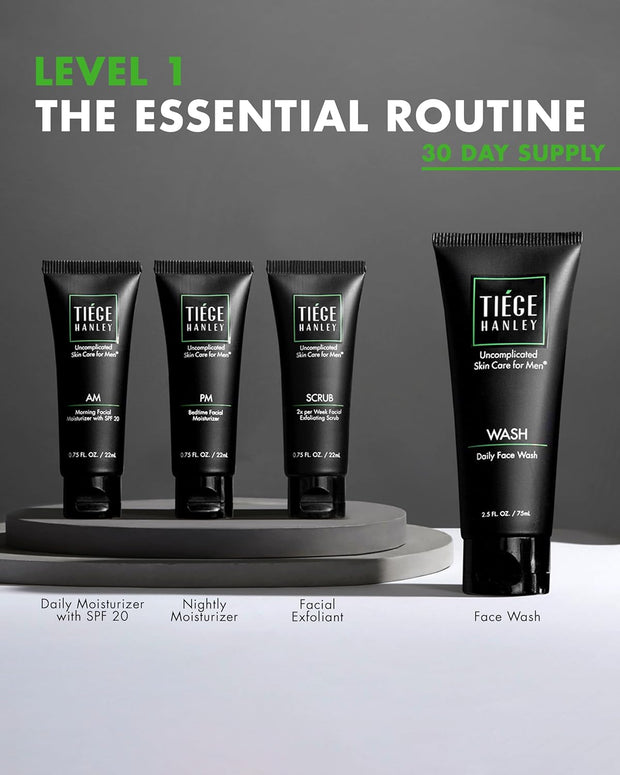 Tiege Hanley Men’s Skin Care Set, Essential Routine (System Level 1) – Face Wash, Scrub & Moisturizer for Healthier, Hydrated Skin | Daily Men’s Skin Care Kit for Sensitive skin & Dryness Protection