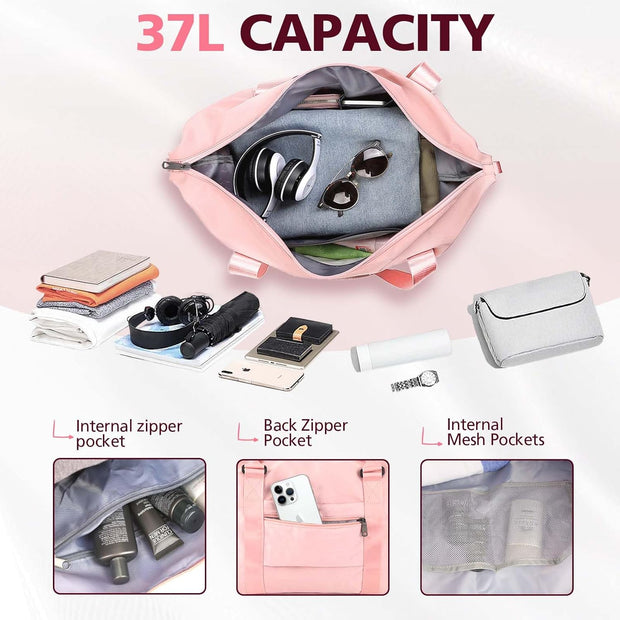 TOPBAG Travel Duffle Bag, Waterproof Weekender Bag Carry On Tote Bags for Women, Duffel Bag Sport Gym Bag for Men, Hospital Bag for Labor and Delivery, Overnight Bag Luggage Bag with Trolley Sleeve