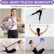 Pilates Ring Circle Fitness Set 17 pcs Equipment Accessories Workouts Includes Pilates Ball Magic Circle Yoga Ring Knee Pads and Resistance Bands for Women Set Gift for Women Weight Loss