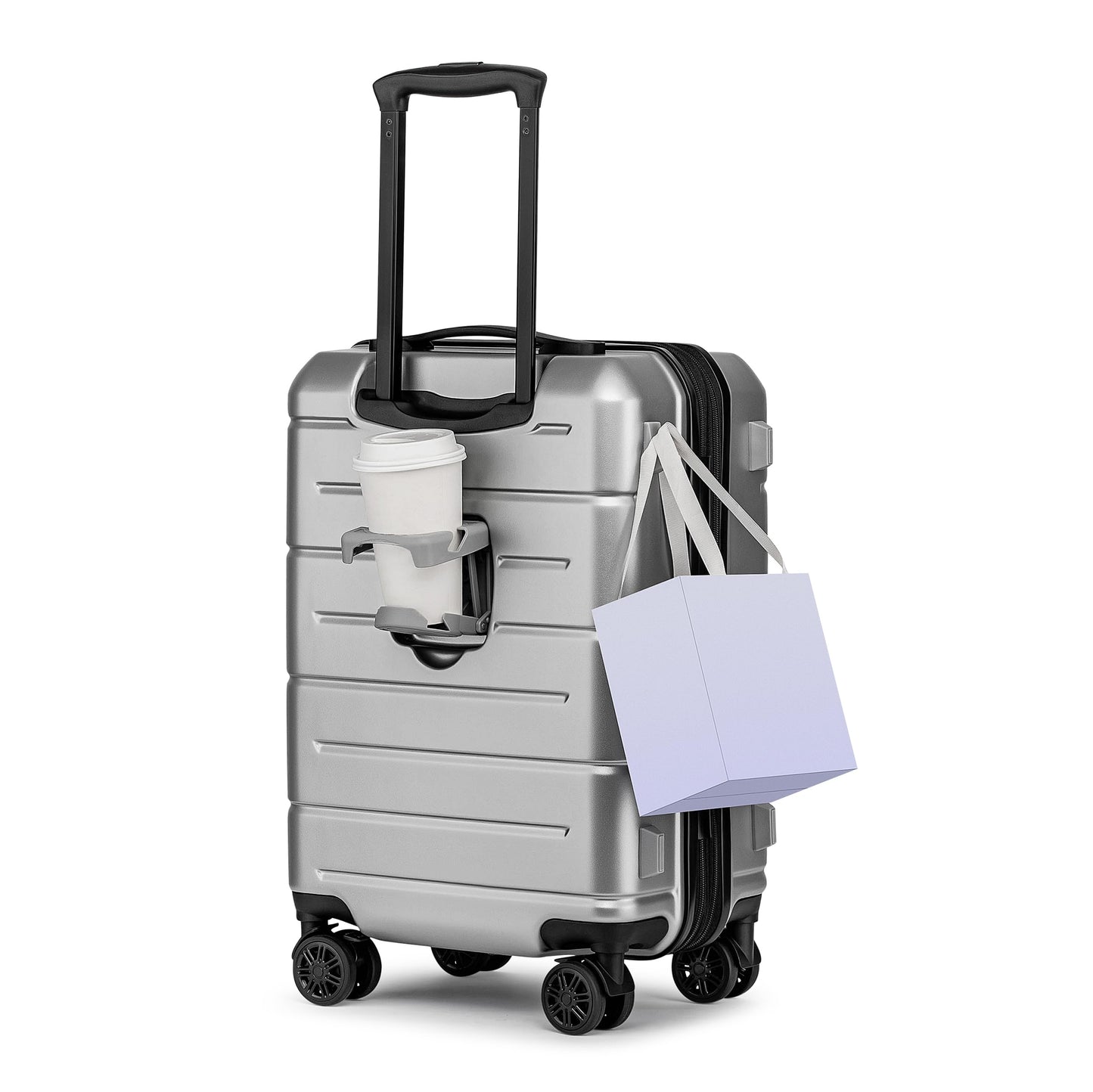 KYME Luggage Sets 2 Piece Hardshell 22"/26" Suitcase with Spinner Wheels Hardside Suitcases Sets with TSA Lock Lightweight Travel Luggage Set with Cup Holder for Women Pink