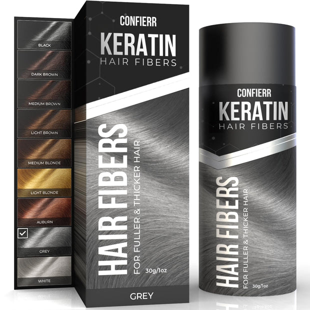 Keratin Hair Fibers for Men & Women - Fill In Fine or Thinning Hair, Instantly Thicker, Fuller Looking Hair (Black, 15g)