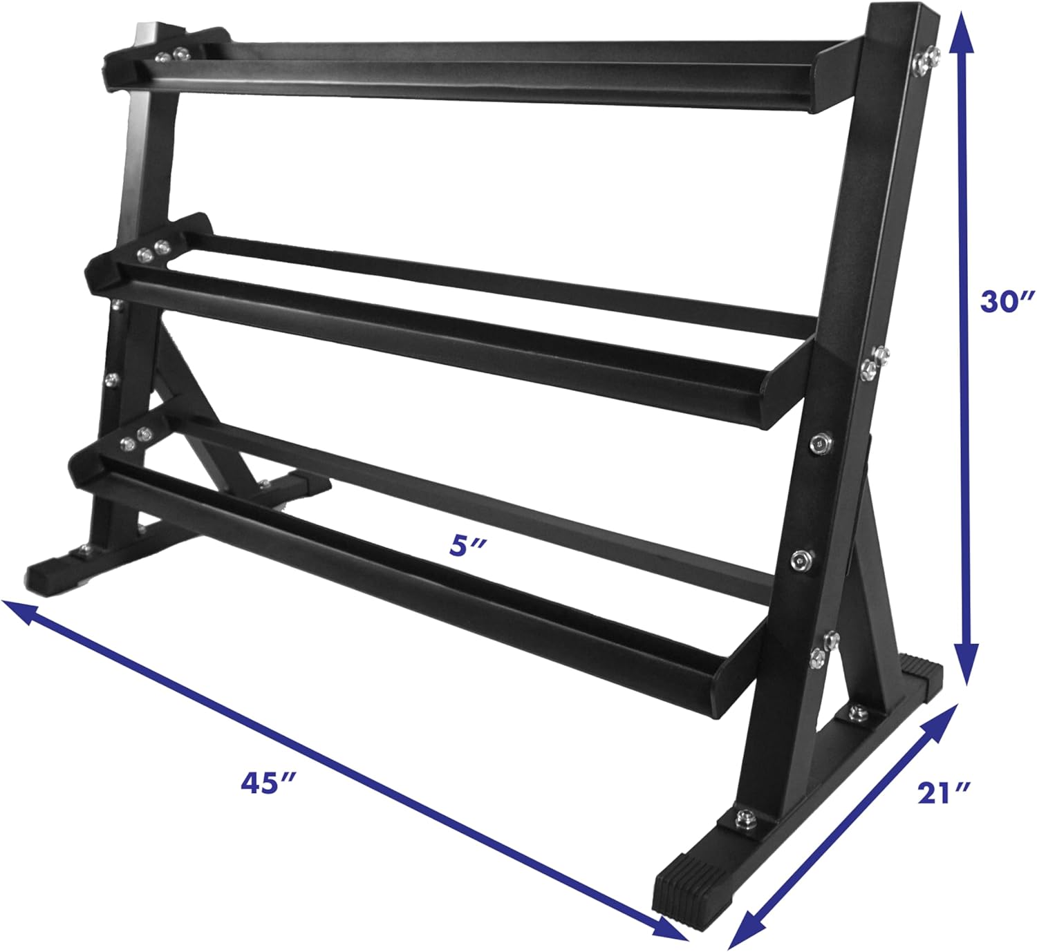3 Tier Dumbbell Rack – Heavy-Duty Steel Weight Storage Stand for Hex or Round Dumbbells – Rubber Feet for Stability – Home or Commercial Gym Use