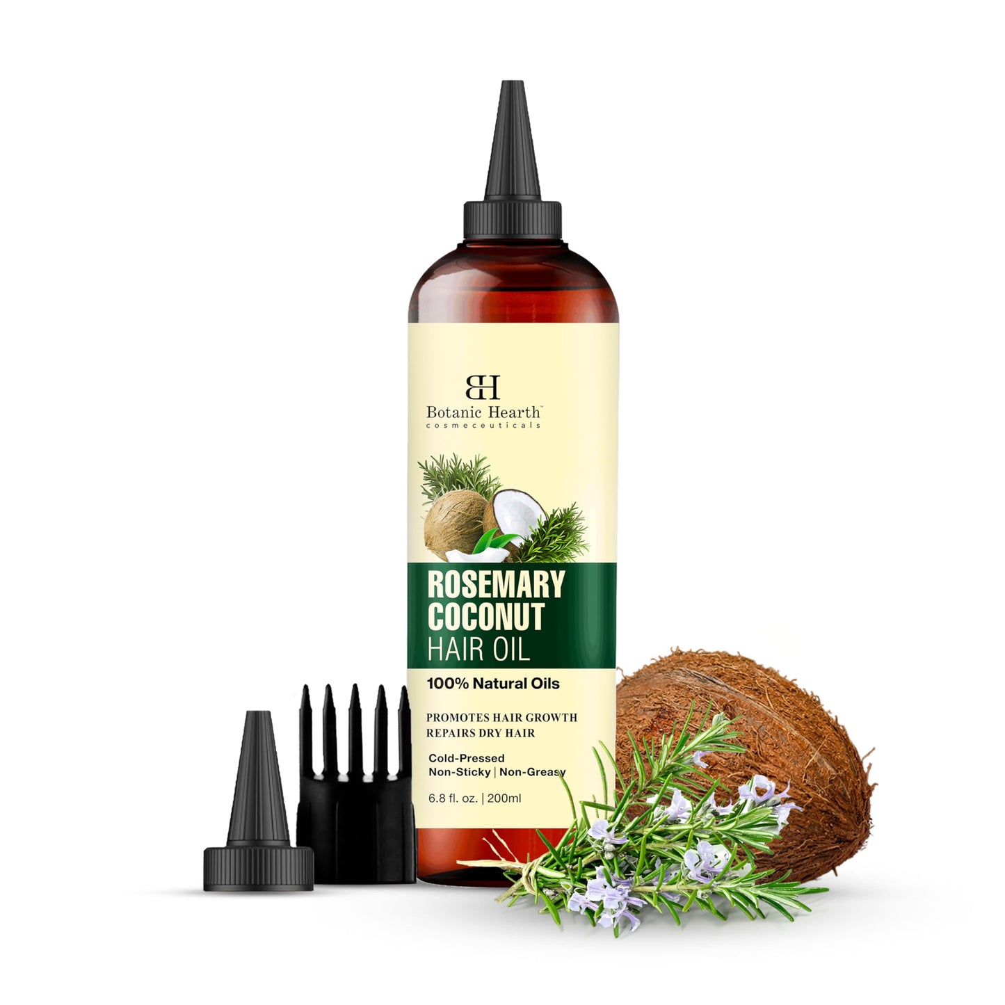 Botanic Hearth 100% Pure Rosemary Oil For Hair (6.7 fl oz) Infused With Biotin, Jojoba & castor Oil | Nourishing & Volumizing | Non GMO Verified