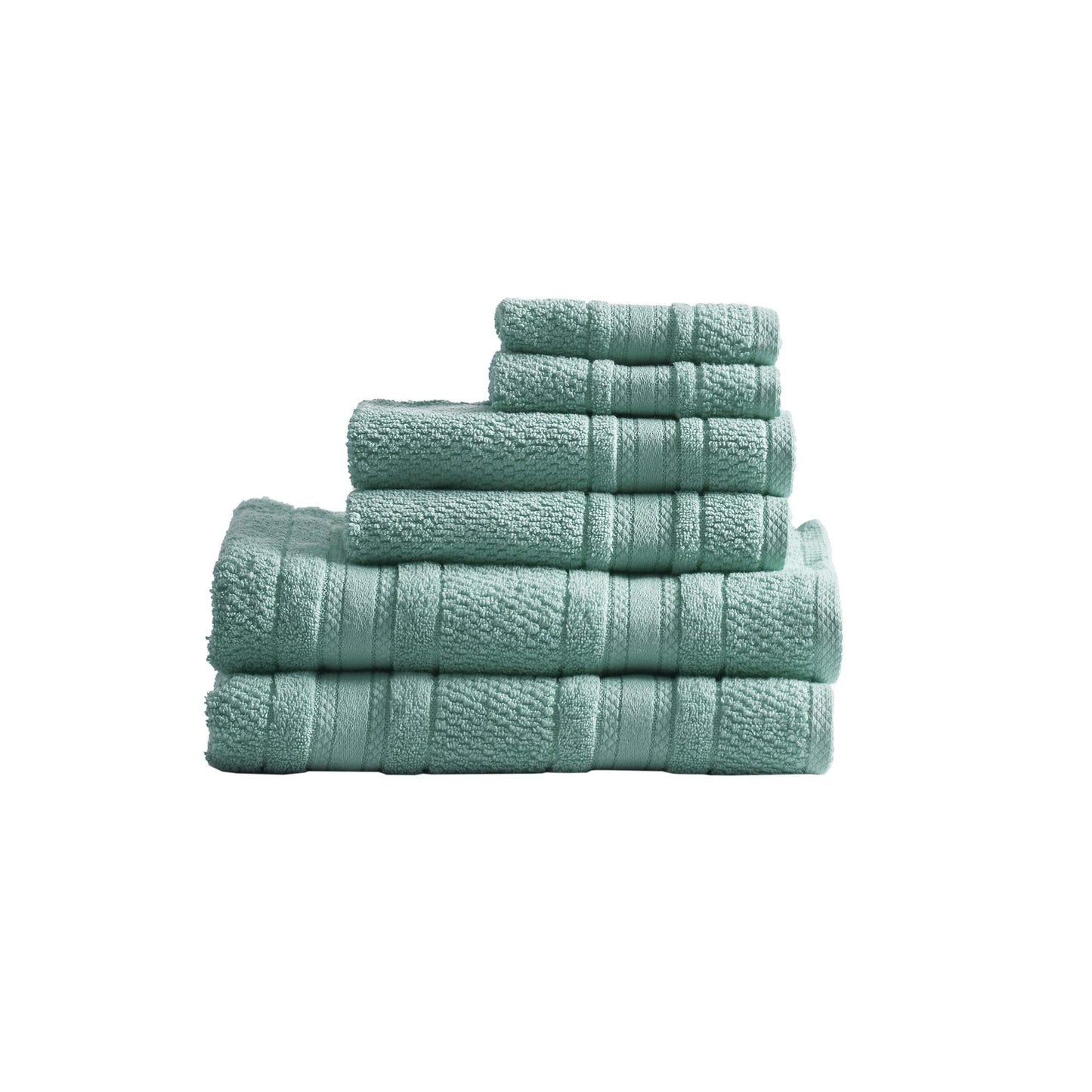 Madison Park Adrien 100% Cotton Soft Bathroom Towel Set, Highly Absorbent, Zero Twist, Quick Dry, Include 2 for Shower, 2 Hand & 2 Facial Wash Cloth, Multi Sizes, Coral 6 Piece
