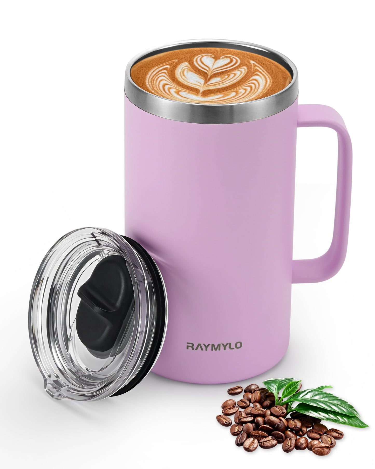 Insulated Coffee Mug 12 oz, Double Wall Stainless Steel Coffee Mug with Lids, Leak-Proof & Detachable Slider Lid for Thorough Clean, Keeps Coffee Cold for 9 Hrs, Suitable for Camp Home Office